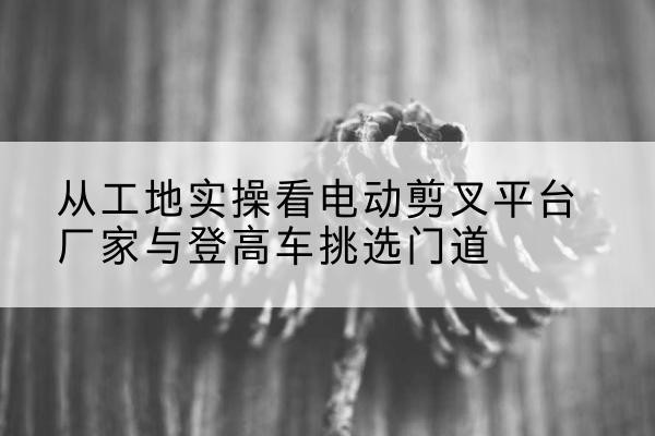 广东电动剪叉升降平台厂家-从工地实操看电动剪叉平台厂家与登高车挑选门道